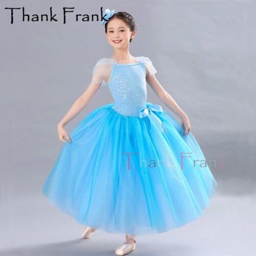 Long Cinderella Ballerina Dress Princess Dance Kids Ballet Dresses For Child Women Lyrical Dance Costumes Girls Tutu Dancewear