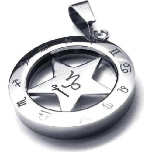 Classic Trendy Stunning Stainless Steel Pendant Necklaces 12 Zodiac Signs Round Pendants Necklace With Chain