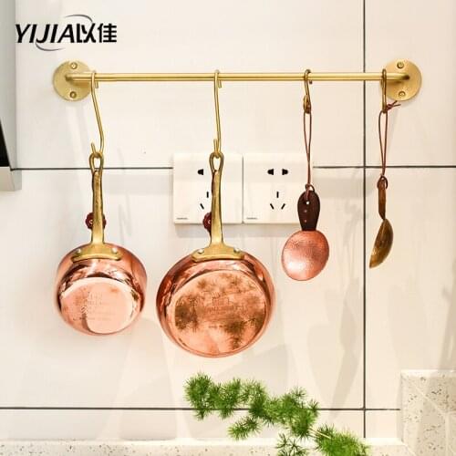 Brass Nordic brass hanging rod kitchen rod decorative copper rod kitchenware rack hook