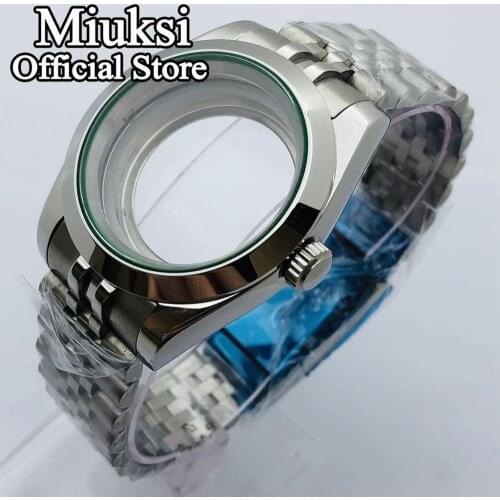 Miuksi 40mm sapphire glass Jubilee bracelet watch case fit NH35 NH36 ETA2836 Mingzhu DG2813 3804 Miyota 8205 8215 821A movement