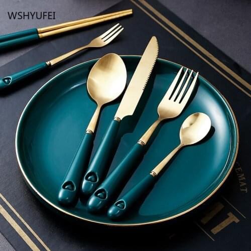 Creative Stainless Steel Western Steak Cutlery Chopsticks Set Family Party Gift Tableware Camping Travel Kitchen Tools