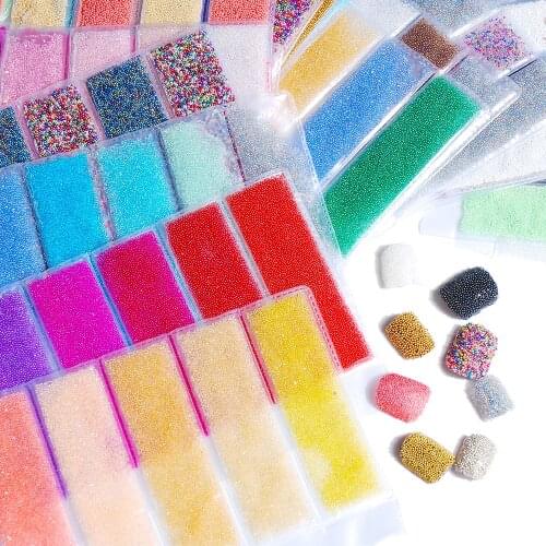 Set Nail Art Decorations Mini Caviar Glass Beads 3D Round Crystal Micro Ball Nail Art Charms Manicure Tool