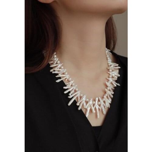 Freshwater pearl white branch unique shape necklace 20inch FPPJ wholesale nature women gift