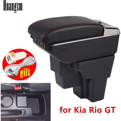 For Kia Rio GT armrest box 2017 2018 2019 2020 leather center console USB ports storage accessories automobile interior