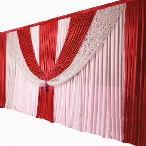 Luxury ice silk chiffon fabric elegant wedding backdrop swags drape curtain for wedding stage decoration event party
