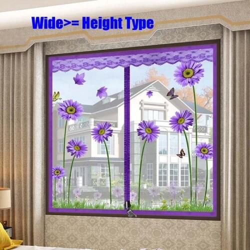 Wide Chrysanthemum Flower Door Window Mesh Screen Zipper Opening Yarn Air Tulle Fly Mosquito Net Curtain Remove Washabl