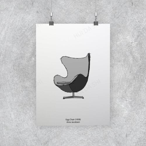 Egg Chair, 1958, Arne Jacobsen,Architecture, Furniture, Canvas Print Poster, Instant download,Chair,modern design