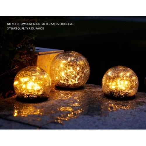 Sloar Lantern Outdoor Multiple colour Garden Light Crack Ball Glass LED Hanging Lights Patio Lamp For Christmas Party Tree