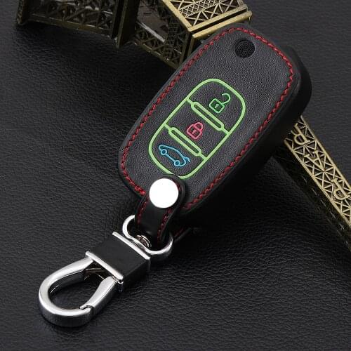 VCiiC Luminous Car Leather Remote Control Car Keychain Key Cover Case For LADA Sedan/Largus/Kalina/Granta/Vesta 3Button Flip Key