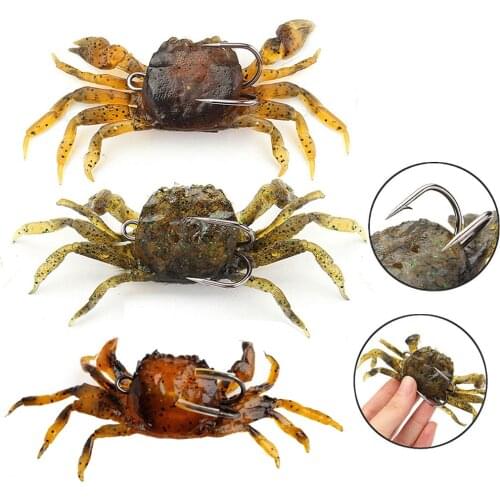 10cm Saltwater 3D Crab Lures Bass Wrasse Cod Sea Fishing Hook Tackle simulationBait crab shape Exquisite Creative