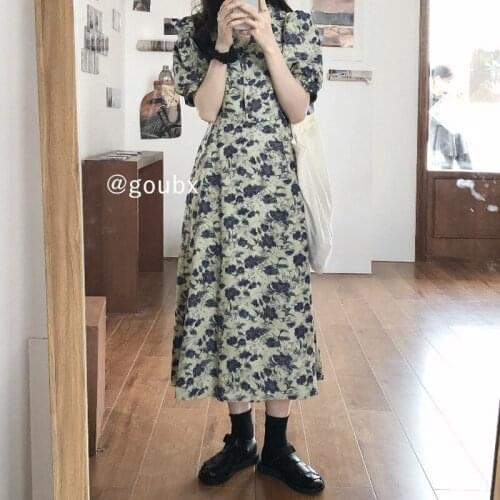 Womens New Summer Retro Floral Half-length Skirt Temperament Long Skirt Half-length Waist Waist Waist Waist Thin One Dress