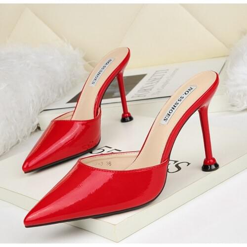Designer Shoes Women Luxury 2020 Extreme High Heel Slippers Valentine Shoes Mules High Heels Sexy Elegant Shoes For Woman Buty