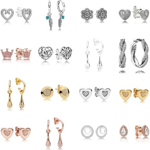 NEW 2021 100% 925 Sterling Silver Love Crown Earring Women Fit DIY Original Bracelet Fshion Jewelry Gift