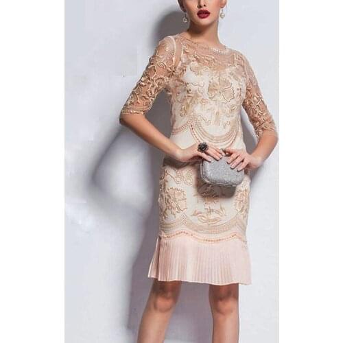 Wholesale New Embroidery Dresses Runway Floral Patchwork Dresses For Women Vestido Casual Pleated Dress