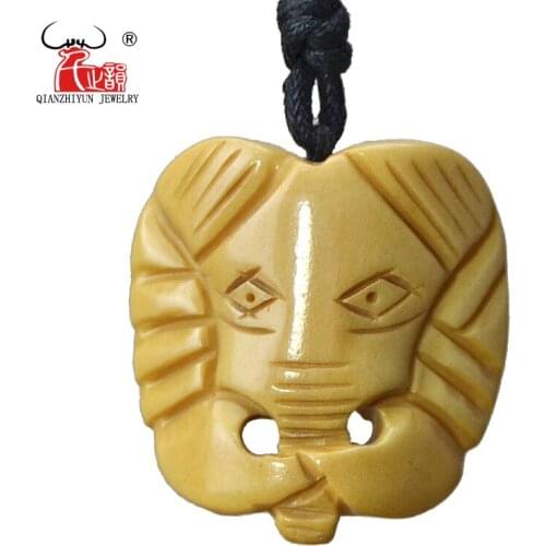 GX107 Hot Sale Yak bone hand-carved elephant pendant necklace Vintage Style Primitive tribes Jewelry for man