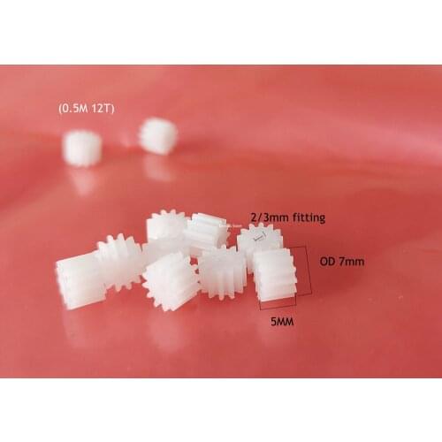 10x 0.5M 12/13T 2/3mm Hole POM Plastic DIY motor gear
