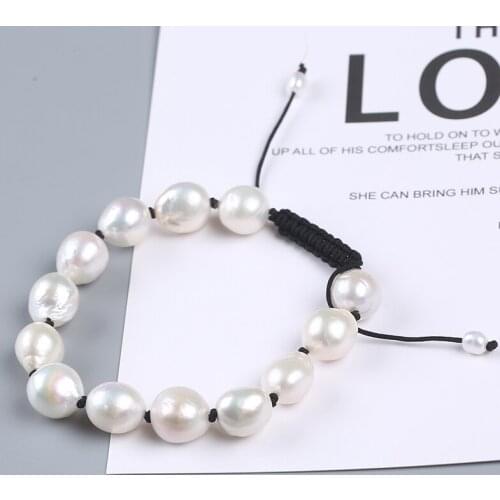 11mm Natural Freshwater Edison Pearl Adjustable Bracelet