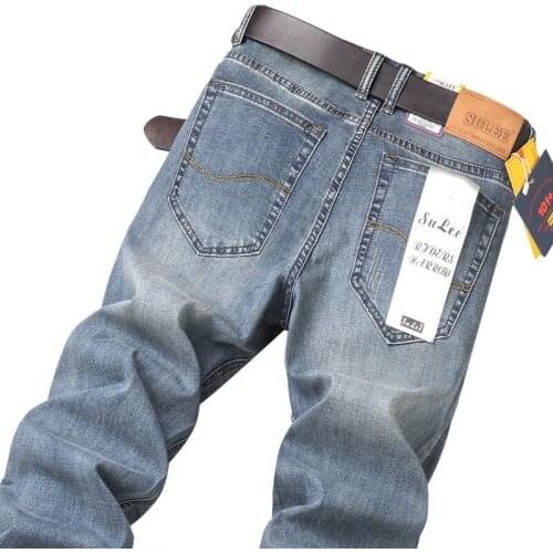 2020 SULEE Brand Men Clothes Elasticity Slim Straight Jean Classic Denim Casual pants Male 28-40