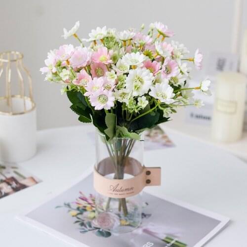 32cm Little Daisy Artificial Flower Fake Flower Bouquet For Wedding Living Room Party Salon Home Decoration Indoor Silk Plant
