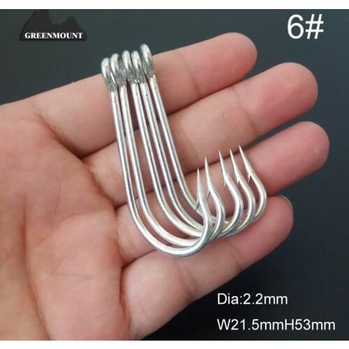 5pieces wholesale 6# jig fishing hooks large size