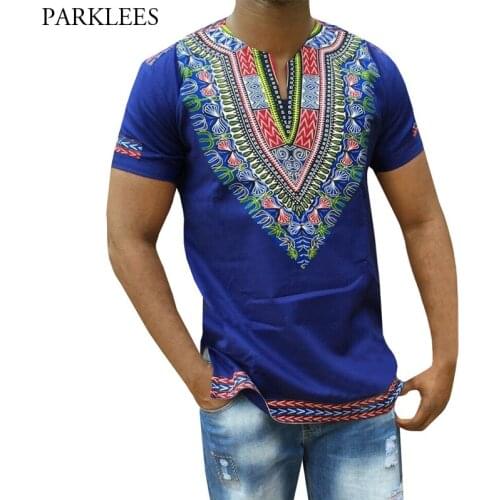 African Dashiki Maxi T Shirt Men 2018 Summer New Short Sleeve V Neck T-shirt Men Casual Hip Hop African Tops Tee Shirt Homme 3XL