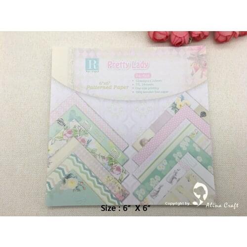 AlinaCraft 24 sheet 6"X6" pretty lady Scrapbooking patterned paper pack andmade craft paper craft Background pad