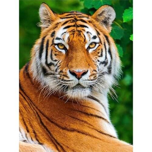 LZAIQIZG Full Square/Round Diamond Painting Fierce Tiger King Diamond Embroidery Animal Rhinestone Picture Home Decor Gift