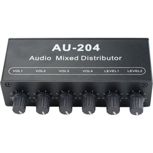 Stereo Mixer Audio (2 Input 4 Output) Push Four Headphones or External Power Amplifiers Volume Independent Control
