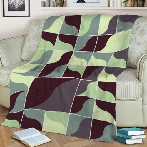 Abstract Geometric Pattern 3D Printed Velvet Plush Throw Fleece Blanket Bedspread Sherpa Blanket Home Decora