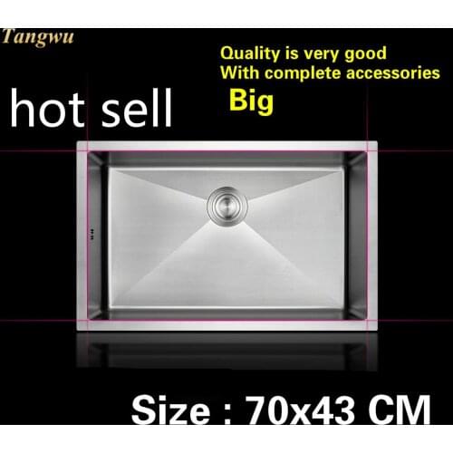 Free shipping Hot sell standard individuality kitchen manual sink single trough wash the dishes 304 stainless steel 70x43 CM