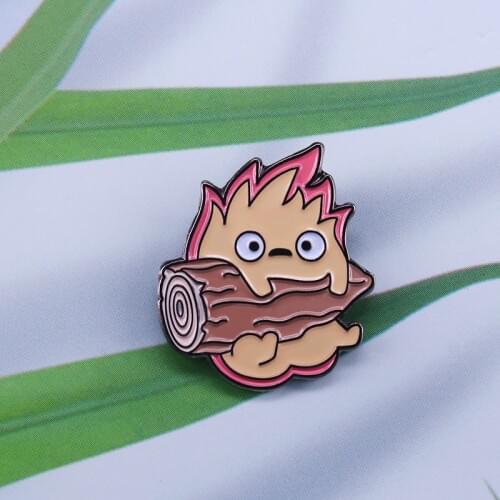 Calcifer Log Hard Enamel Pin Studio Ghibli Pin Fire brooch