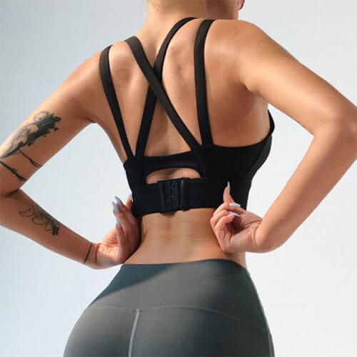 SALSPOR Bra Women Fitness Yoga Back Cross High Impact Underwear Sports Running Breathable Push Up Workout Training Gym Brassiere