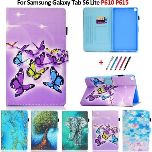 Lovely Elephant Painted Case for Samsung Galaxy Tab S6 Lite Cover SM-P610 SM-P615 P617 Slim Shell for Galaxy Tab S6 Lite Case