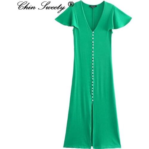 Chin.Sweety Summer Dresses With Buttons
