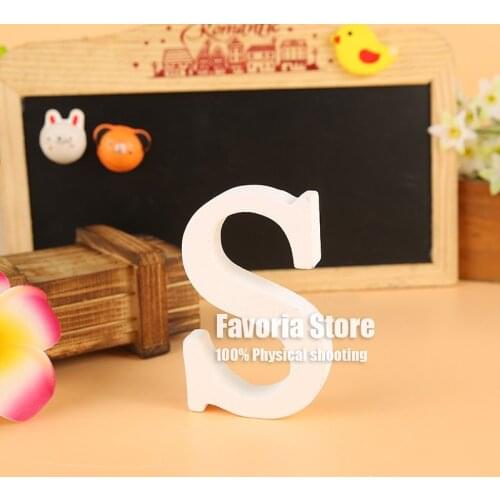 1pc Diy Freestanding Wood Wooden Letters White Alphabet Wedding Birthday Party Home Decorations Personalised Name Design QQLIFE