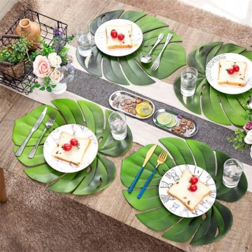 EVA Leaves Plants Oil Water Resistant Non-slip Kitchen Placemat Coaster Insulation Pad Dish Coffee Table Mat Home Decor 51046