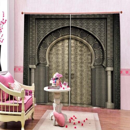 European door 3D curtains For Digital Print living room bedroom Blackout Curtains Home Decor ( Left and right side )