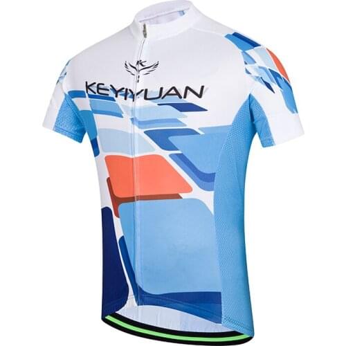 KEYIYUAN Men Short Sleeve Cycling Jersey Summer Spandex Polyester Bike Top MTB Clothing Conjunto Ciclismo Masculino