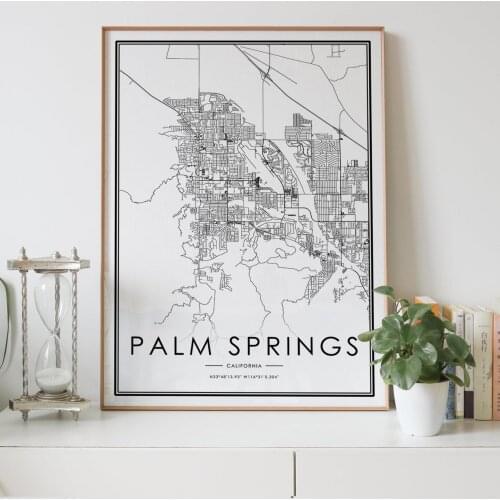 PALM SPRINGS California CA usa city map Nordic Living Room Decoration Canvas Poster Modern Home Decor Art Print Painting