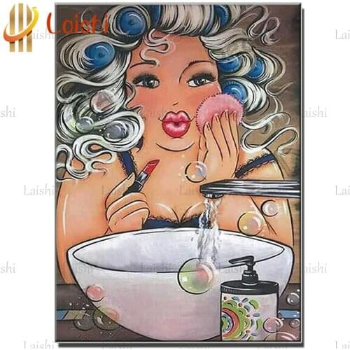 Pictures 5d diamond painting Fat lady freshening up full novelty 2021 mosaic art diamond embroidery home decor icons new hot