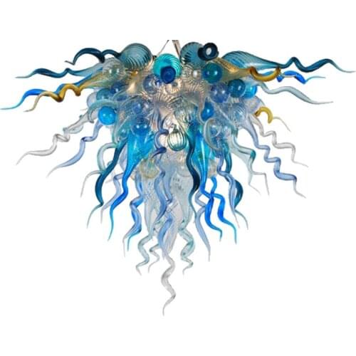 Classic Blown Glass Chandelier Pendant Lamps LED Multi Colored 32 Inches Lights for Living Room Hotel Lobby Art Decoration