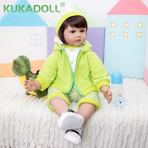 KUKADOLL 24 Inch Lifelike Cloth Body Reborn Baby Dolls Big Eyes Short Hair Reborn Boy Doll Toys Birthday Gifts For Childrens