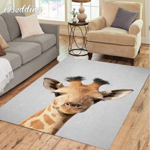 Cute Animal Carpet for Home Living Room Giraffe Elephant Large Area Rug Anime Mat Kitchen Doormat Teenager Bed Room Decoration