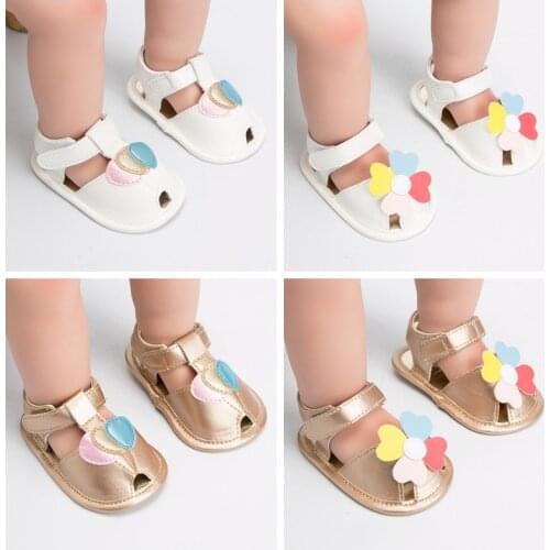 Fashion PU Non-slip Rubber Baby Girls Shoes 0-18M 2021 New Cute Newborn Infant Baby Girls Princess Shoes Toddler Summer Sandals