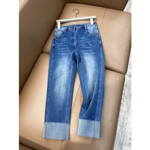 Fashion women 2021 new loose-fitting straight-leg jeans 0325