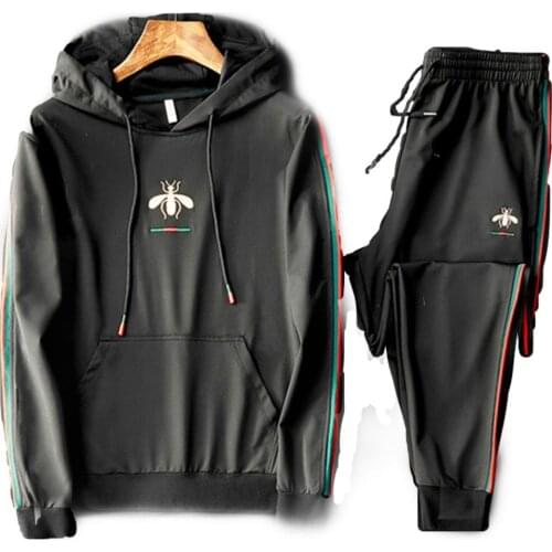 KE 2020 mens suit sportswear new spring and autumn black white suit mens hooded sweater long sleeve suit sports wear tracksuit