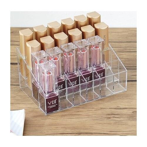 New Desktop Transparent Multi-Block Lipstick Storage Box Display Stand 24 Grid Nail Polish Mascara Finishing Display Stand