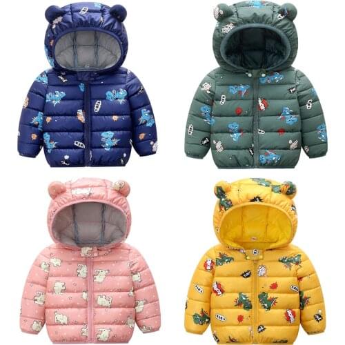 New Autumn Winter Baby Girls Jacket For Boys Cartoon Print Coat Kids Hooded Outerwear Coat Children Jackets Toddler Clothes