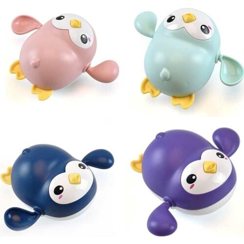 New Cartoon Penguin Clockwork Bath Toy Water Game Swimming Toy for Baby Kids