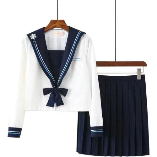 New Arrival Japanese JK Sets School Uniform Girls Sakura Embroideried Autumn High School Women Novelty Sailor Suits Uniforms XXL